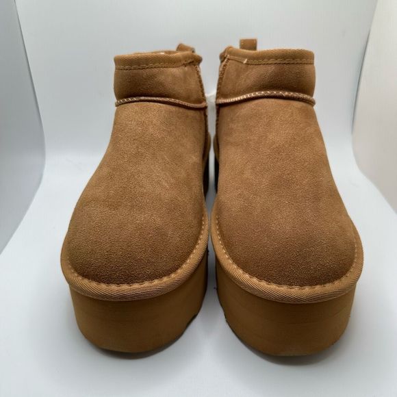 CUSHIONAIRE Women's Genuine Suede pull platform boot +Memory Foam 8 CHESTNUT - Picture 2 of 7